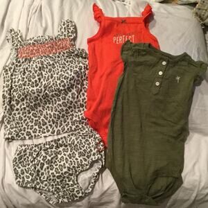 Carters 24m Olive white orange print worn once